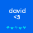 Blue background with white text 'david' and '<3', five cyan puzzle-piece icons below, two versions show different puzzle piece arrangements.