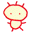 Pixelated cartoon character with rounded head, small eyes, and spiky outline in multiple color variations arranged in a