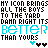 Pixelated text and heart symbols in black, cyan, and gray on white background with partial gray overlay.