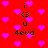 Red background with pink heart pattern and black text reading 'i <3 u 4eva' in pixelated font.