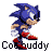 Pixel art contact sheet of Sonic the Hedgehog animation frames with repeated text "Coolbuddy" below each frame on gray background.