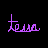 Pixelated text variations of 'tessa' and 'Tessa' in multiple colors on a black background, with some letters stylized as cursive or blocky.