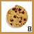Pixelated chocolate chip cookie with brown chips on light tan dough, displayed in a of four