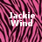 Pixelated pink and dark purple abstract background with white text reading "Jackie Wind" in two lines.