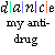 Pixelated black text with colored vertical bars on a white background, displaying "my anti-drug" in two lines below the top row of symbols.