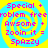 Four identical display a yellow spiral on cyan background with pink text reading "Special + problem free Awsome + Zoonin it = Spazzy"