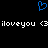 Blue pixelated heart symbol above white pixelated text reading iloveyou <3 iloveyou <3 on black background