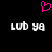 A static pixel art image with a black background, pink heart symbol at top center, and two identical white text phrases below.