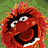 A 3x3 contact sheet of animated frames from a Muppets-themed AIM buddy icon featuring Animal, Kermit the Frog, and text elements on yellow/orange backgrounds with green accents.