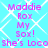 Pixelated text on a light blue background with white diamond-shaped patterns, featuring repeated phrases in pink and purple lettering.