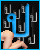 Animated buddy icon showing a blue key transforming from upright to angled position over hands and circuitry background.
