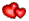 A contact sheet of 21 animated heart icons arranged in a 5x5 grid with one extra frame at the bottom, each showing two overlapping hearts transitioning through color gradients from red to pink and green to blue.