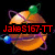 Pixelated orange planet with purple rings and green satellite, overlaid with red and blue text reading "Jaka8167-TT can help with anything!" on black background.