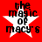 Red background with white star and black text 'the magic of macy's' in four identical