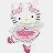 Animated contact sheet showing two frames of a Hello Kitty character in pink ballet attire performing a dance pose with one leg extended and arms raised, displayed on a white background.
