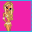 Pixel art of a blonde woman in a bikini with two eye expressions on a pink background, text reads 'gold digga' in multiple places.