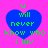 Four identical blue heart shapes on a bright pink background, each containing green pixelated text reading "u will never know who i luv" with the topmost 'u' in light green.