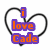 Heart-shaped outline with orange and purple text elements, including 'i love Cade', '4 eva', 'Cade', and multiple '3<3<3' sequences, plus punctuation symbols.