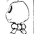 Static grayscale pixel art of a stylized character head with large eye and bow-like lower shape on white background.