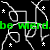 Black background with white line art of abstract figures and small stars, overlaid by green, pink, yellow, and orange text reading 'be wierd' in multiple instances.