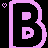 Two identical pixelated pink 'B' letters with black interiors and outlines, each containing a small square above the lower letterform.