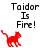 Red pixelated cat walks left to right beneath "Taidor Is Fire!" text across with gray background on right