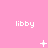 Pink background with repeated 'libby' text and changing white symbols including plus signs, stars, Xs, dots, and circles.