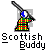 Pixelated icon of a figure in a tartan-patterned outfit holding a checkered bat, with 'Scottish Buddy' text below.
