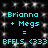 Two identical cyan text-based compositions on a black background with white speckles, each showing 'Brianna + Megs = BFLLS <333' in pixelated font.
