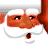 Animated sequence of a cartoon Santa Claus face with white beard and red nose, showing mouth movements against a light gray background.