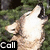 Animated wolf head howling against green foliage background with text "Call of the Wolf!" in black boxes.