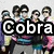 Group of people in colorful clothing with 'Cobra Starship' text overlay; lower portion shows cropped version without text.
