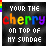A 5x5 contact sheet of animated frames showing a static text-based icon with rainbow-colored 'cherry' text on a dark smoky background, each frame displaying the same visual content without visible animation changes.