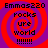 Red and purple spiral background with black text reading "Emmas220 rocks ure world !!!!!!!" in four identical quadrants.