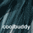 Animated contact sheet of a 48x48 pixel buddy icon showing repeated text "coolbuddy" over dynamic blue-gray streaks with white highlights, arranged in a 3x3 grid across eight sampled frames.