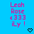 A blue background displays three of pink text reading "Leah Rose +333 iLy!" with black pixel hearts below each , where the hearts alternate between hollow and filled states