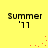 Yellow background with four identical 'Summer '11' text blocks and animated red pixel clusters shifting positions.