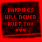 Red background with repeated text 'VAMPIRES WILL NEVER HURT YOU' and three red dots, animated by changing letter colors from white to red across frames.