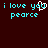 Pixelated cyan text on dark red background with white heart symbol replacing 'u' in second 'you', repeated twice horizontally.