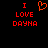 Red pixelated text and a heart symbol on a black background, with one version including a heart symbol above the text.