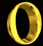 Golden ring with metallic sheen displayed in three showing rotation from left to right against black background