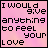 20 pixelated text on pink gradient backgrounds, each displaying 'I WOULD give anything to feel your love' with varying punctuation and color accents