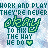 Pixelated green text and symbols on a light blue background with repeating patterns.