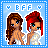 Pixel art contact sheet of 8 animated frames showing two cartoon women in white dresses with blue hearts and "BFF" text on a light blue background, each frame depicting subtle pose changes between the characters.