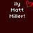Dark red background with white pixelated text 'ily Matt Miller!' on both sides, a red heart symbol between them.
