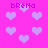 Pixelated pink background with scattered light purple hearts and repeated 'bReNa' text in dark purple.