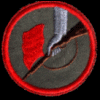 Circular icon with red border showing two hands shaking over a red flag on gray background, animated sequence of hand positions.