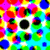 A vibrant, pixelated pattern of overlapping multicolored circles in red, blue, green, yellow, and pink with a central black circle, and the text 'flyleaf' in cyan with black outline on the right.