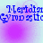Blue pixelated text reading "Merida Gymnastics" on a light purple gradient background with soft pink circular highlights.