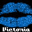 Pixelated blue lips with white and blue text reading "Victoria" below, on a black background.